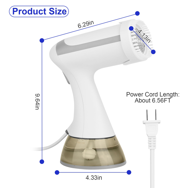 Powerful Handheld Fabric Steamer -150W Garment Steamer Portable Handheld Fabric Steamer with Lint Brush Removable 350ML Water Tank Wet Dry Ironing for Home Travel Office - White