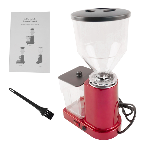 Red Electric Coffee Bean Grinder 35oz Flat Burr Coffee Grinder with 19 Grinding Settings