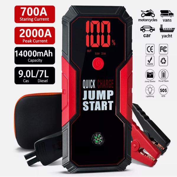 Car Jump Starter 2000Amp 14000mAh 12V Lithium Battery Booster Pack Power Bank UK