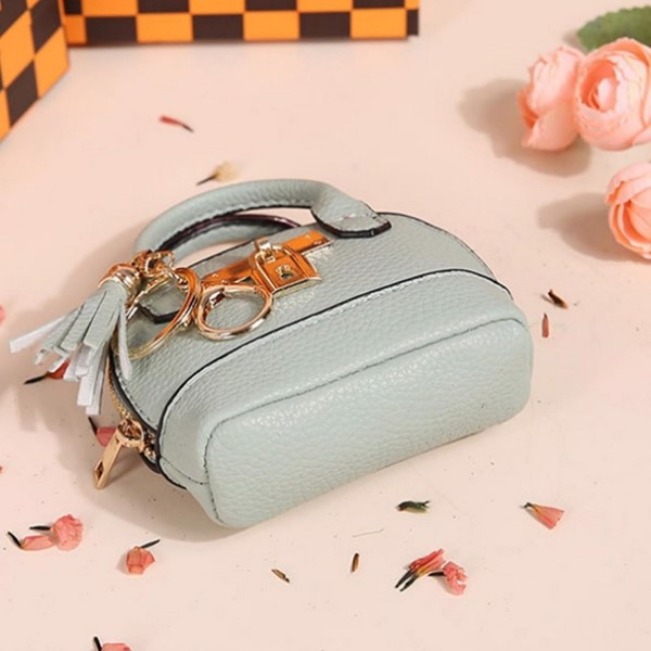 Travel Makeup Bag, Mini Tote Bag Keychain Coin Purse, Pu Leather Key Chain Purse, Large Capacity Cosmetic Bags for Women, Portable Make up Organizer, Cute Zipper Wallets, Grey