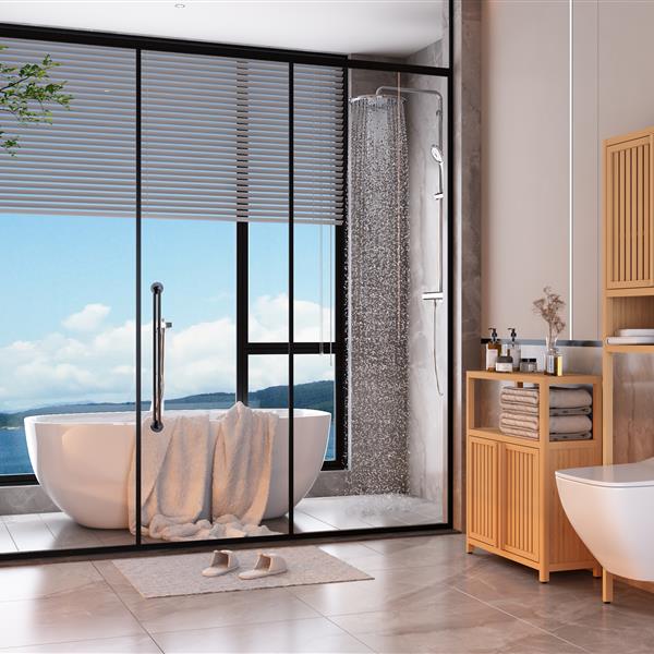 Large Capacity Bamboo Storage Cabinet Furniture for Bathroom Living Room Bathroom Bamboo Storage Cabinet With Shelves