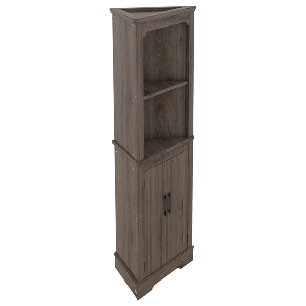 Tall Corner Cabinet with Doors for living room, bathroom,Dining Room or Kitchen,color:Dark walnut 