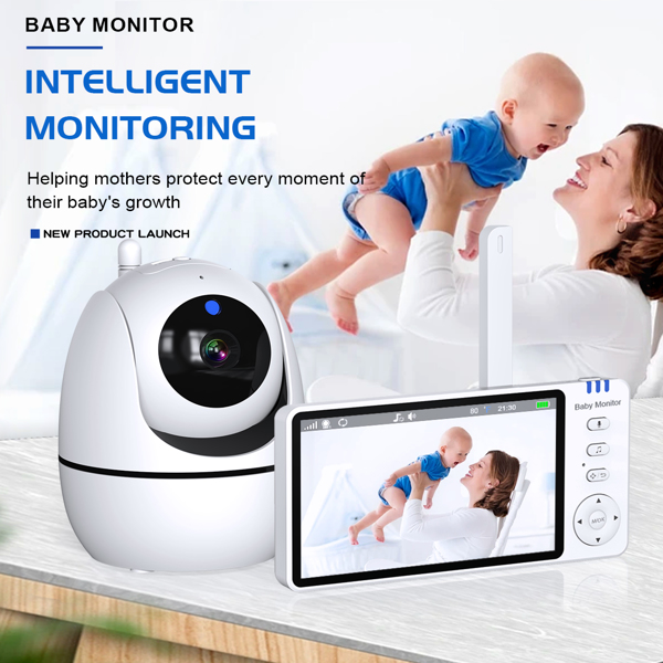 Baby Monitor 720P with Camera 5 Inch HD 3500mAh  IPS Display, VOX Mode Digital Zoom Night Vision Two-Way Talk Temperature Display