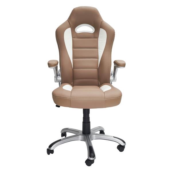 High Back Executive Sport Race Office Chair with Flip-Up Arms, Camel