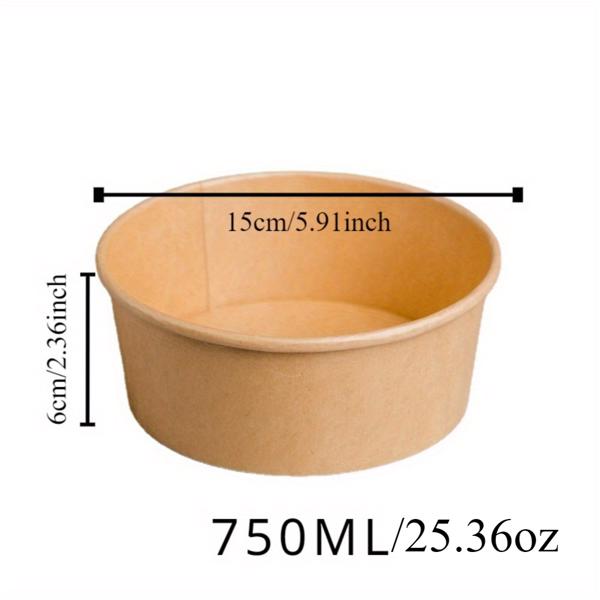 25 oz disposable bowl, 100 pieces, kraft paper bowl, circular paper food container, used for hot and cold food, soup, ice cream, and yogurt