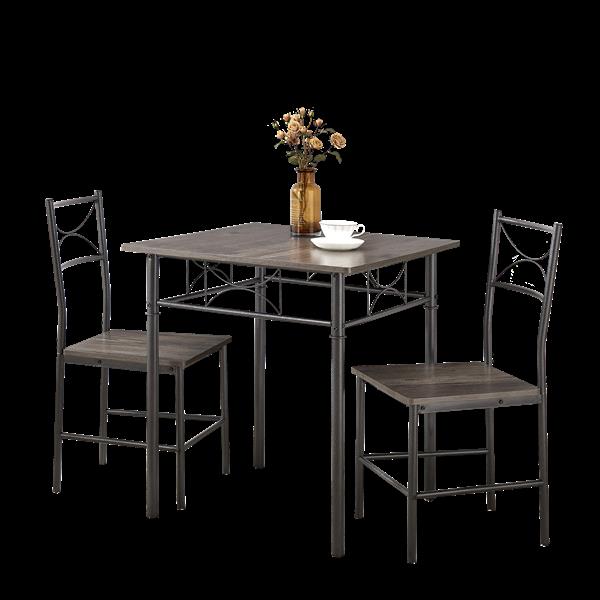 3-Piece Kitchen Dining Room Table Set Grey Chair