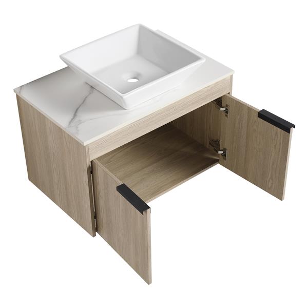 30 " Modern Design Float Bathroom Vanity With Ceramic Basin Set,  Wall Mounted White Vanity  With Soft Close Door,-Packing,-Packing,2 Pieces Parcel