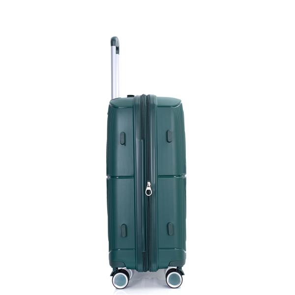 Expandable Hardshell Suitcase Double Spinner Wheels PP Luggage Sets Lightweight Durable Suitcase with TSA Lock,3-Piece Set (20/24/28) , Green