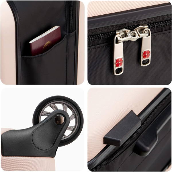 The New Folding Trolley Box, Travel Business Light Foldable Suitcase, Folding Portable Suitcase, Strong and Durable Suitcase, 24 Inch Large Capacity Suitcase, 24in pink