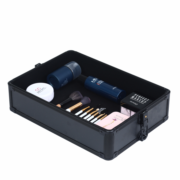 FCH 4pcs trolley type with universal wheels ABS all black cosmetic case