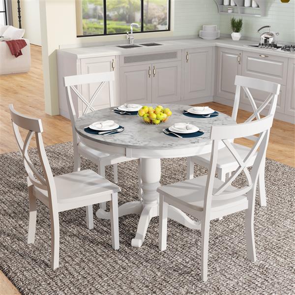 . 5 Pieces Dining Table and Chairs Set for 4 Persons, Kitchen Room Solid Wood Table with 4 Chairs