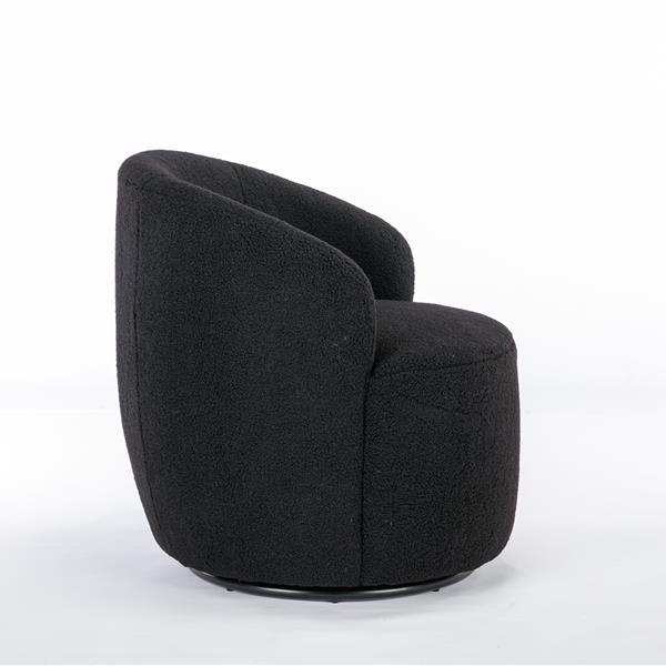 Teddy Fabric Swivel Armchair Barrel Chair With Black Powder Coating Metal Ring,Black