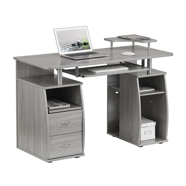 Complete Computer Workstation Desk With Storage, Grey