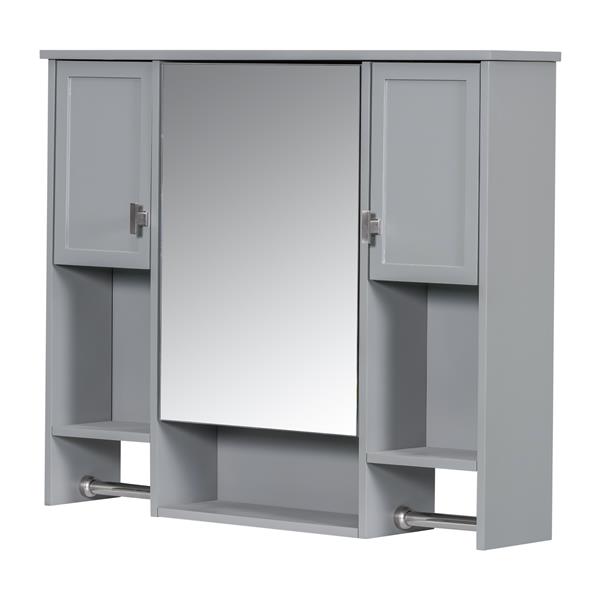 36'' Bathroom Vanity with Top Sink, Modern Mirror Cabinet with Towels Bar, Bathroom Storage Cabinet with 2 Soft Closing Doors and 6 Drawers, Single Sink Bathroom Vanity