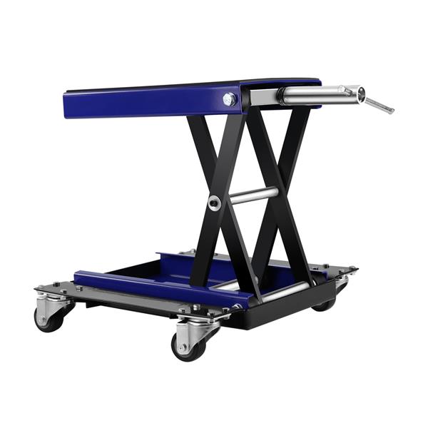 1100 Lbs Steel Wide Deck Motorcycle Lift ATV Scissor Lift Jack with Dolly and Hand Crank Bikes Garage Repair Hoist Stand