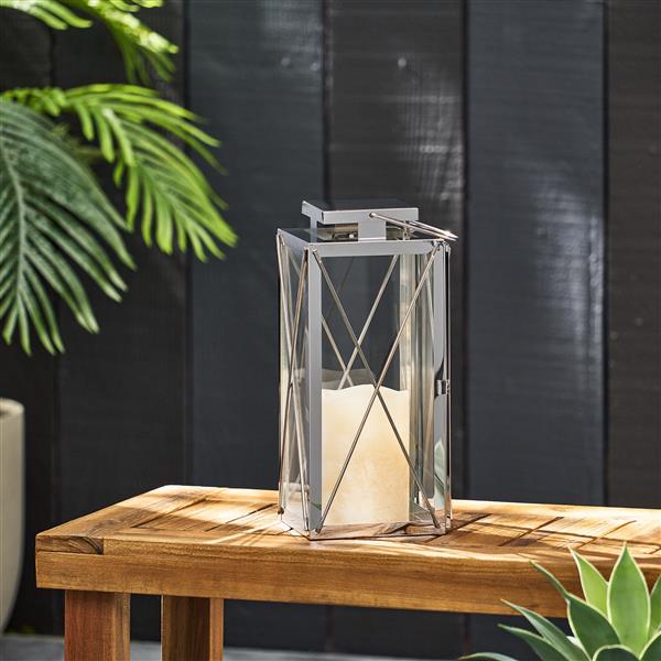 14"H STAINLESS STEEL LANTERN