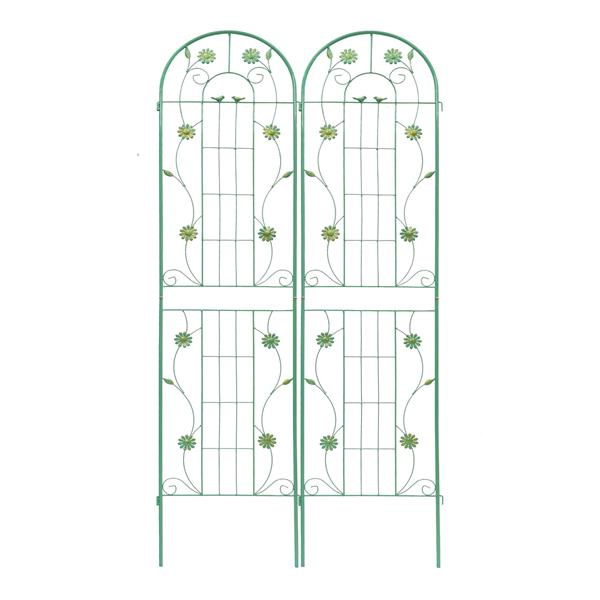 2 Pack Metal Garden Trellis 86.7" x 19.7" Rustproof Trellis for Climbing Plants Outdoor Flower Support Green