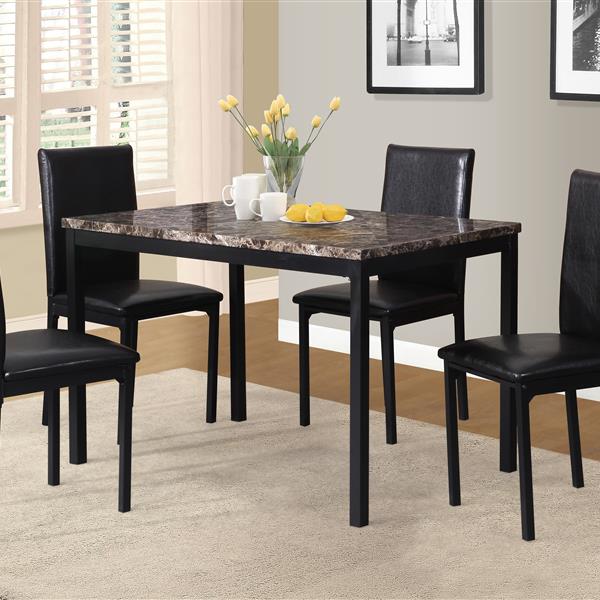 Faux Leather Seat Metal Frame Dining Chairs, Set of 4, Black