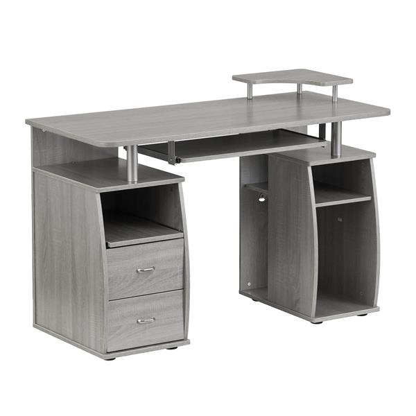 Complete Computer Workstation Desk With Storage, Grey