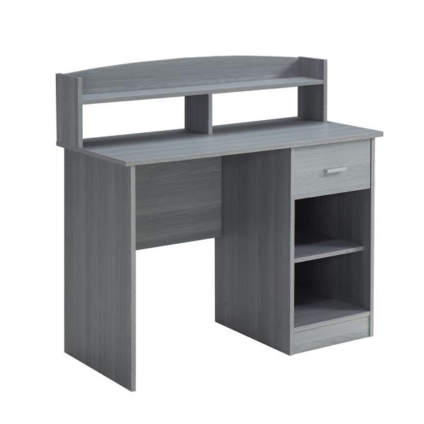 Modern Office Desk with Hutch, Grey