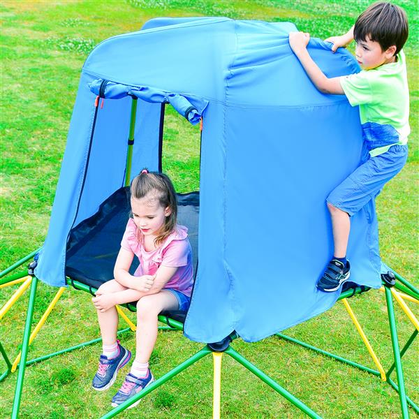 Kids Climbing Dome with Canopy and Playmat - 10 ft Jungle Gym Geometric Playground Dome Climber Play Center, Rust & UV Resistant Steel Supporting 1000 LBS