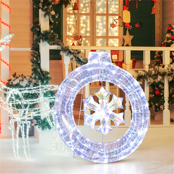 33 Inch Lighted Snowflake Wreath Christmas Decoration