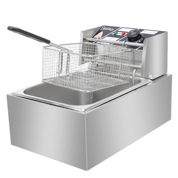 【Old code-56252372】ZOKOP EH81 2500W 220-240V 6.3QT/6L Stainless Steel Single Cylinder Electric Fryer UK Plug 