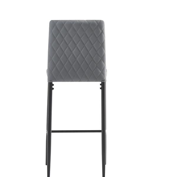 light gray modern simple bar chair, fireproof leather spraying metal pipe, diamond grid pattern, restaurant, family, 2-piece set