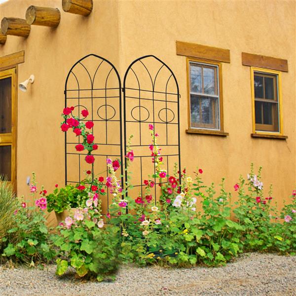 2 Pack Metal Garden Trellis 78.7" x 19.7" Rustproof Trellis for Climbing Plants Outdoor Flower Support Black