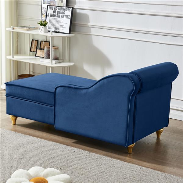 Modern Upholstery Chaise Lounge Chair with Storage Velvet (Navy Blue)