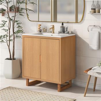 30\\" Bathroom vanity Set with Sink, Combo Cabinet, Bathroom Storage Cabinet, Solid Wood Frame