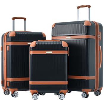 Hardshell Luggage Sets 3 Piece double spinner 8 wheels Suitcase with TSA Lock Lightweight 20\\'\\'24\\'\\'28\\'\\'