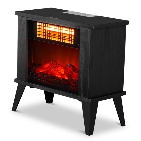 ZOKOP 15" Electric Fireplace Heater, Freestanding Wooden Fireplace Stove with 3D Realistic Flame, Overheat Protection, 1000W Portable Electric Heater for Indoor Bedroom Office Home, Black