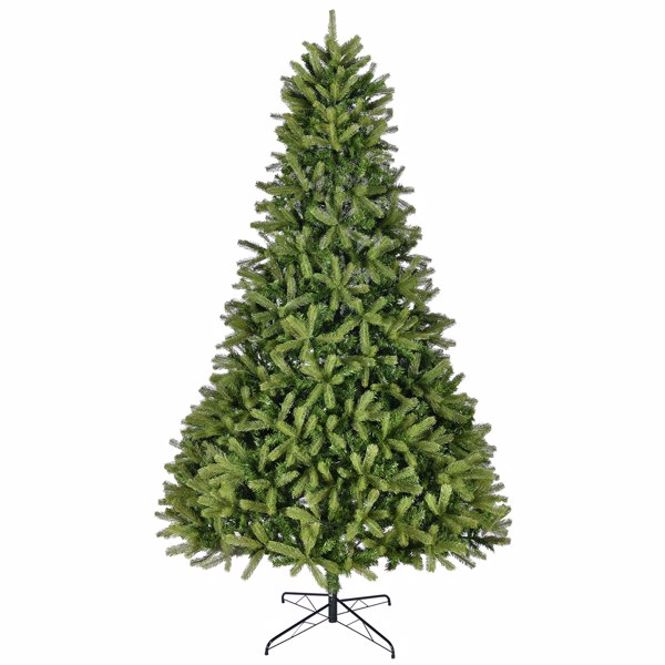 9Ft Artificial Christmas Tree with 2576 PE&PVC Mixed Branch Tips, Unlit Hinged Premium Spruce Fake Xmas Trees, Holiday Decoration, Easy Assembly, Foldable Metal Stand, Green 