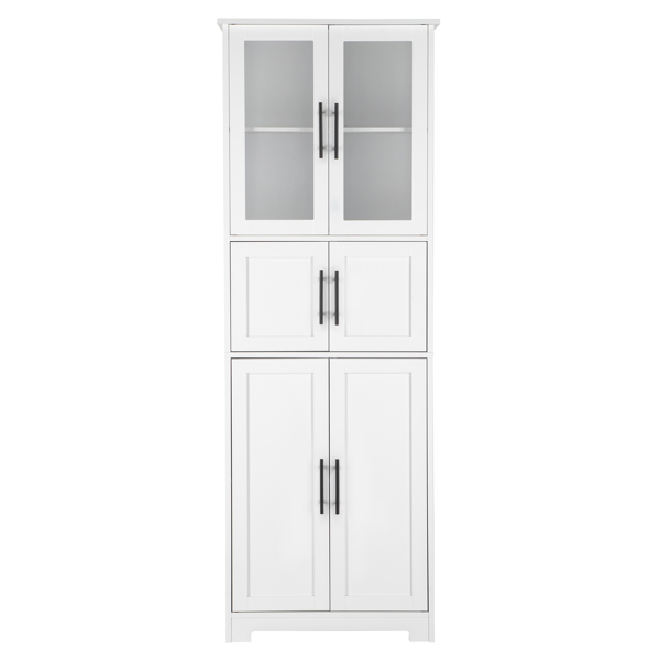 [] Storage Bathroom Cabinet, 6-Door Bathroom High Cabinet, white