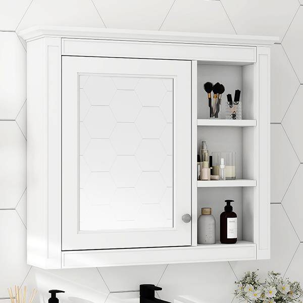 30'' x 28'' Medicine Cabinet, Wall Mounted Bathroom Storage Cabinet, Modern Bathroom Wall Cabinet with Mirror,Medicine Cabinet,  Mirror Cabinet with 3 Open Shelves (Not Include Bathroom Vanity )