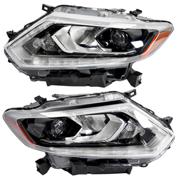 Left & Right LED Headlight Assembly w/ Bulb for Nissan Rogue S, SL, SV 2.5L L4 - Gas 2014-2016 260604BA5A 260104BA5A