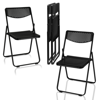 4 Pack Plastic Folding Chairs, Lightweight Stackable Commercial Chairs, Portable Event Seats Indoor Outdoor for Home Event Party Picnic School Wedding, Black