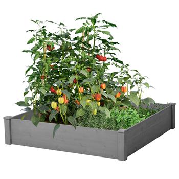 Raised Garden Bed 48x48x10\\'\\', Outdoor Wood Planter <b style=\\'color:red\\'>Box</b> Over Floor, Tool-Free Assembly