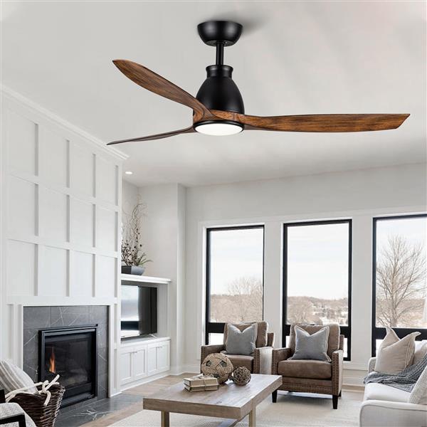 52 inch indoor black ceiling fan with LED light