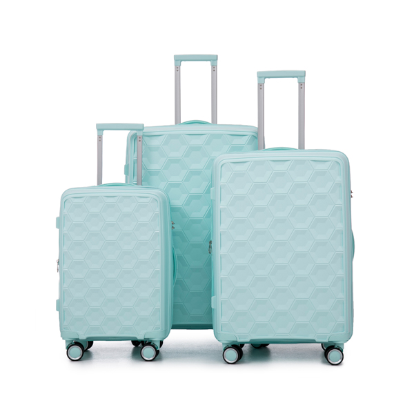 PP Luggage Sets 3 Piece(20/24/28), Expandable Carry On Luggage with TSA Lock Airline Approved, PP materials Hard Shell and Lightweight Suitcase with Spinner Wheels (Mint Green) 