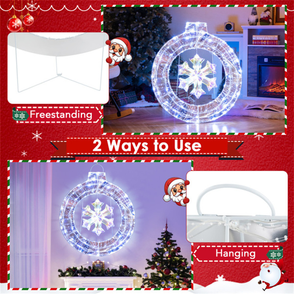 33 Inch Lighted Snowflake Wreath Christmas Decoration