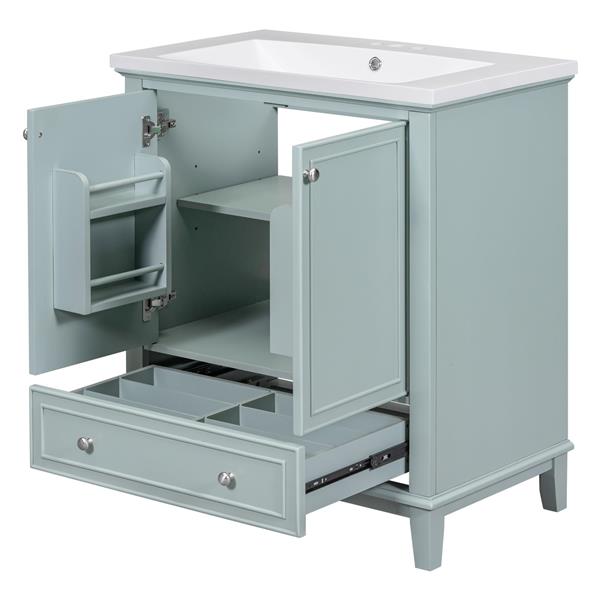 30" Bathroom Vanity with Sink Combo, Multi-functional Bathroom Cabinet with Doors and Drawer, Solid Frame and MDF Board, Green