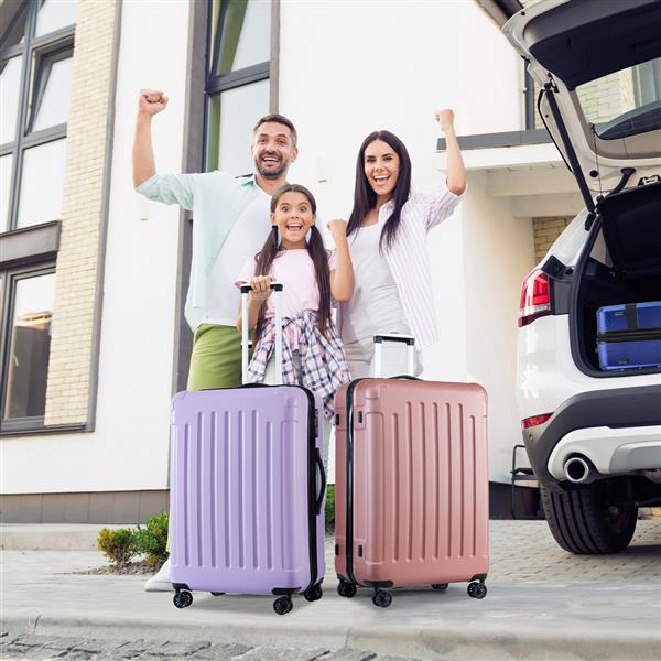 Luggage Sets New Model Expandable ABS+PC 3 Piece Sets with Spinner Wheels Lightweight TSA Lock (20/24/28), LIGHT PURPLE