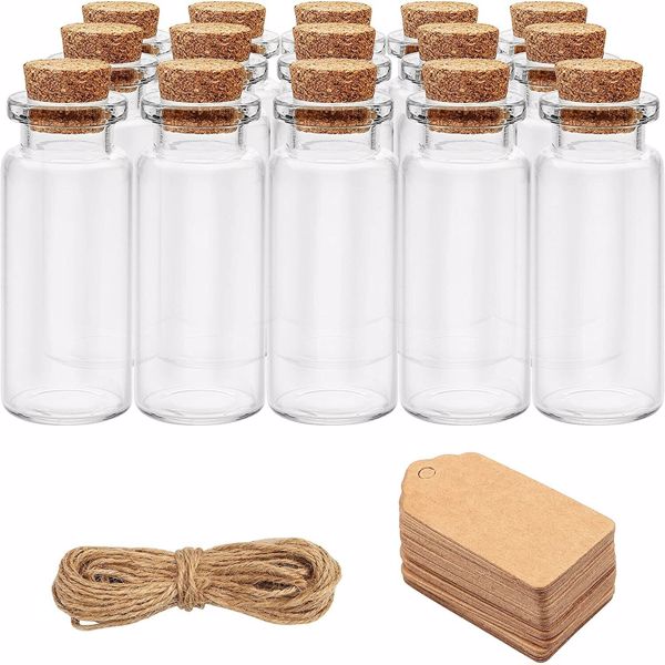 32pcs Mini Glass Bottles - Cork Stopper Jars for Wedding Party Favours & Decoration