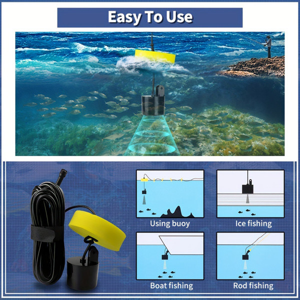 Portable Fish Finder Fishing Sonar Sounder 100M Depth Range 45 Degrees Sonar Coverage Echo Sounder Fishing Finder Lake Sea Fishing