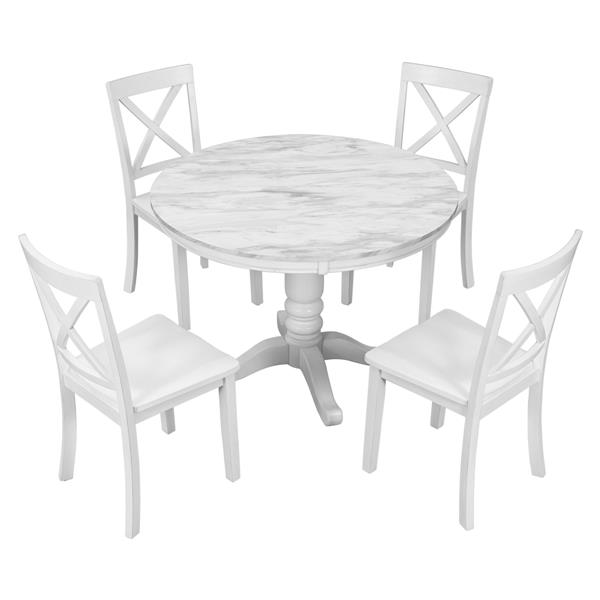 . 5 Pieces Dining Table and Chairs Set for 4 Persons, Kitchen Room Solid Wood Table with 4 Chairs