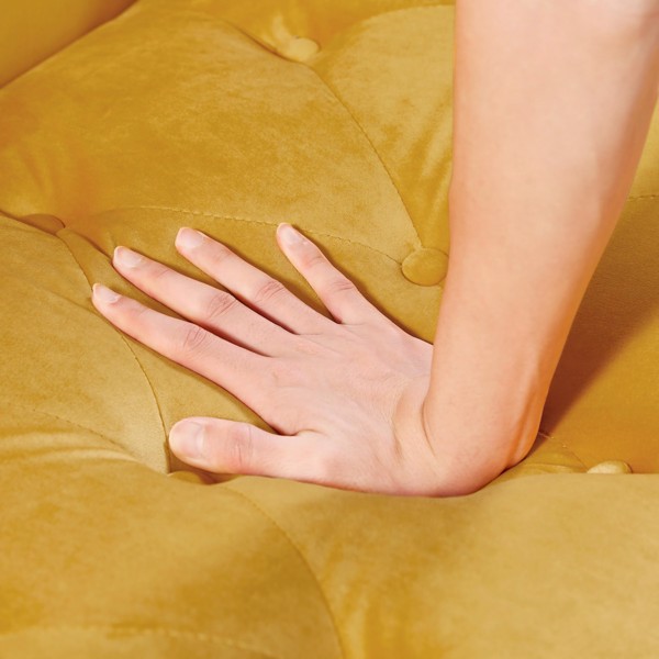 浅棕色带2个枕头的天鹅绒沙发凳，带存储空间，适用于客厅和休息室-12