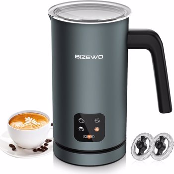 BIZEWO Milk Frother Electric, Coffee Frother, Warm and Cold Milk Foamer, 4 IN 1 Automatic Milk Warmer Stainless Steel with Touch Screen, Frother for Coffee, Latte, Hot Chocolate(banned by Amazon)