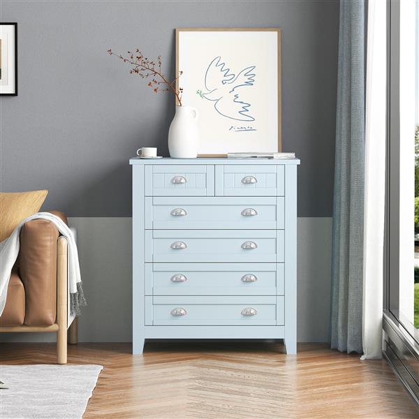 Drawer Dresser BAR CABINET side cabinet,buffet sideboard,buffet service counter, solid wood frame,plasticdoor panel,retro shell handle,applicable to dining room,living room, kitchen corridor,Blue-gray